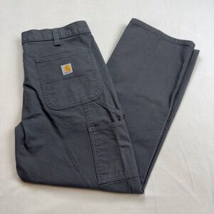 Carhartt Relaxed Fit Duck Double Front Utility Work Pants 36x30 Gray BN3334-M